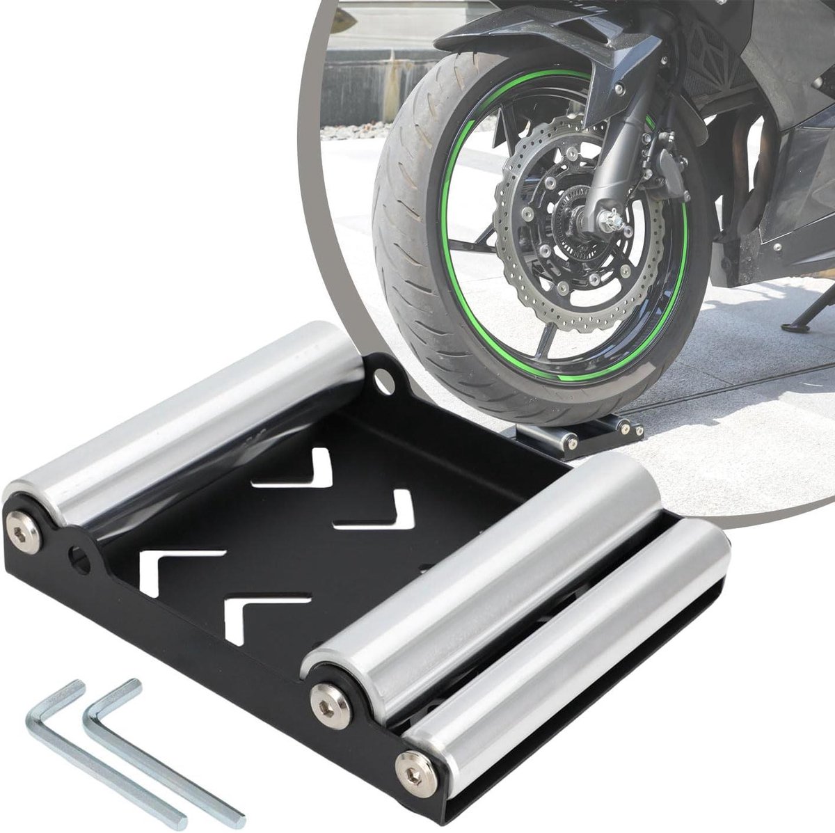 Motorfiets Rollerbank - Wielstandaard Onderhoud - Motor Onderhoud - Zelfnivellerend - 19 x 16.2 x 4.3 cm - Zwart Zilver