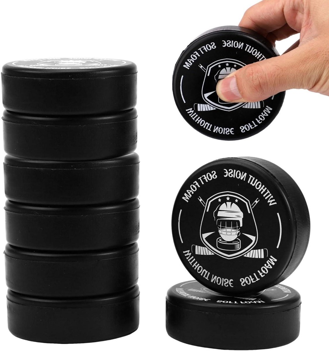 Ijshockeypucks - Oefenpucks Foam - Binnen Trainen - Zacht Schuim Materiaal - 7.5cm Diameter - Zwart Wit