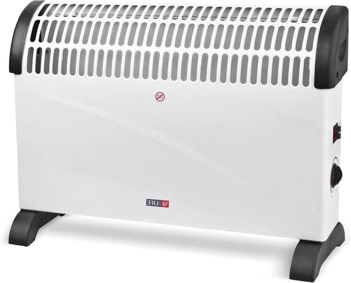 Convector Elektrisch - Radiator Verplaatsbaar - Ruimte Verwarmen - 3 Warmte standen - 25 m² - Wit