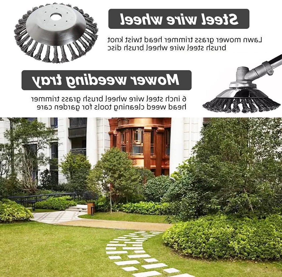 Onkruidborstel - Onkruidtrimmer bosmaaier - Onkruid verwijderen - Hoogwaardig staaldraad - 150 x 254 mm - Zilverkleurig