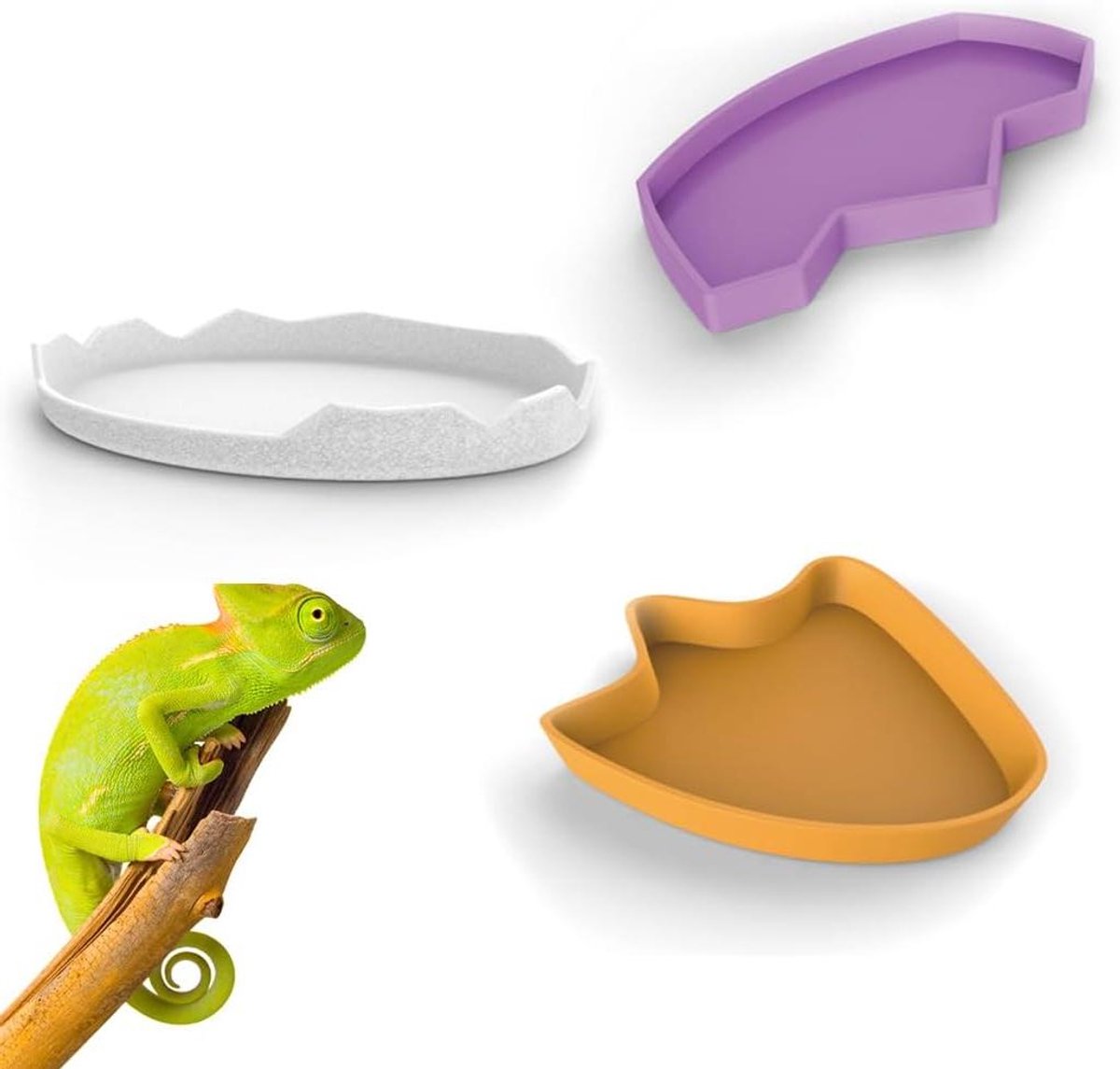 Reptielen Voerbakjes - Schildpad Drinkschaal - Voeren van Huisdieren - Natuurlijk Ontwerp - 3 stuks - Groen