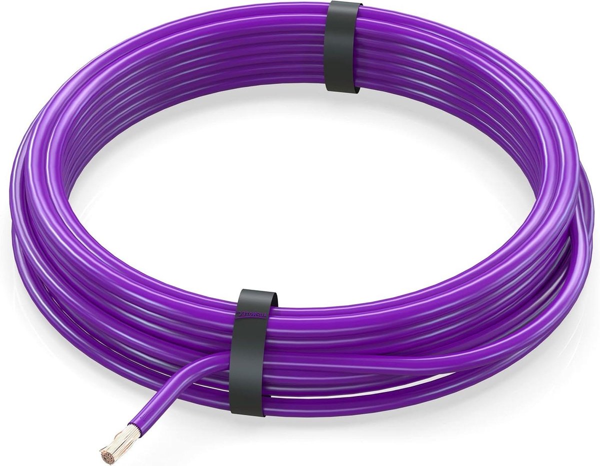 Voertuigkabel - Autokabel Elektriciteitsdraad - Bedrading Installatie - Gereduceerde Wanddikte - 10 m 15 mm² - Paars