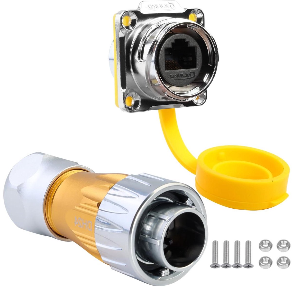 RJ45 Connector - Netwerk Connector - Netwerk Verbindingen - IP68 Waterdicht - M24 - Zilver