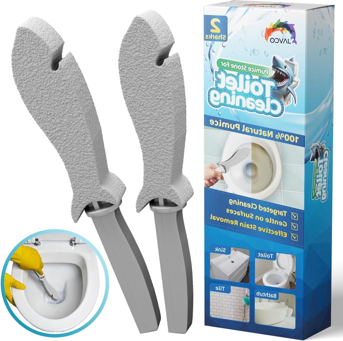 Puimsteen Toilet Reiniger - Reinigingssteen Toilet - Vlekken Verwijderen - Zacht voor Oppervlakken - 2 stuks - Grijs