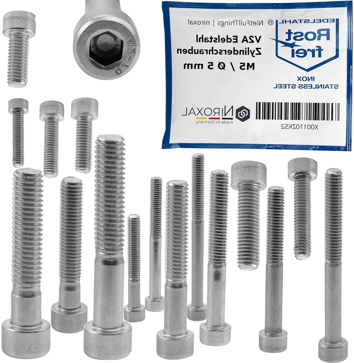 Cilinderkopschroeven - Zeskantschroeven Bouten - Machinebouw - Koudvervormd - M5 x 16 mm - Zilverkleurig