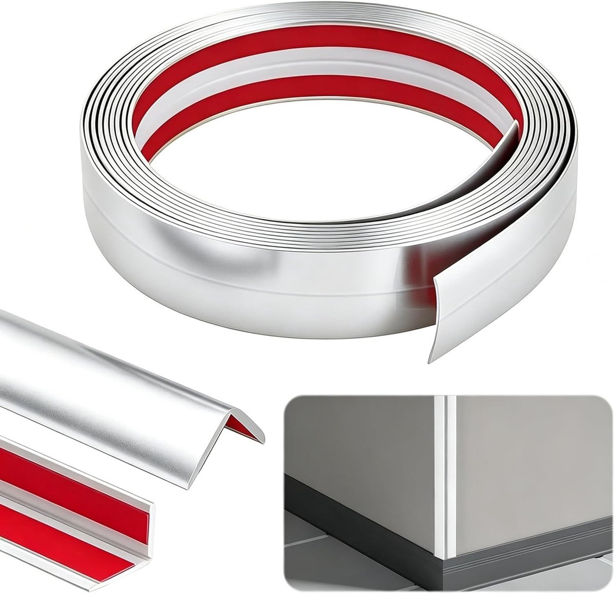 Flexibele Zelfklevende Hoekstrip 1 cm x 4 m voor Deuren, Ramen en Muren - PVC Bescherming en Afwerking