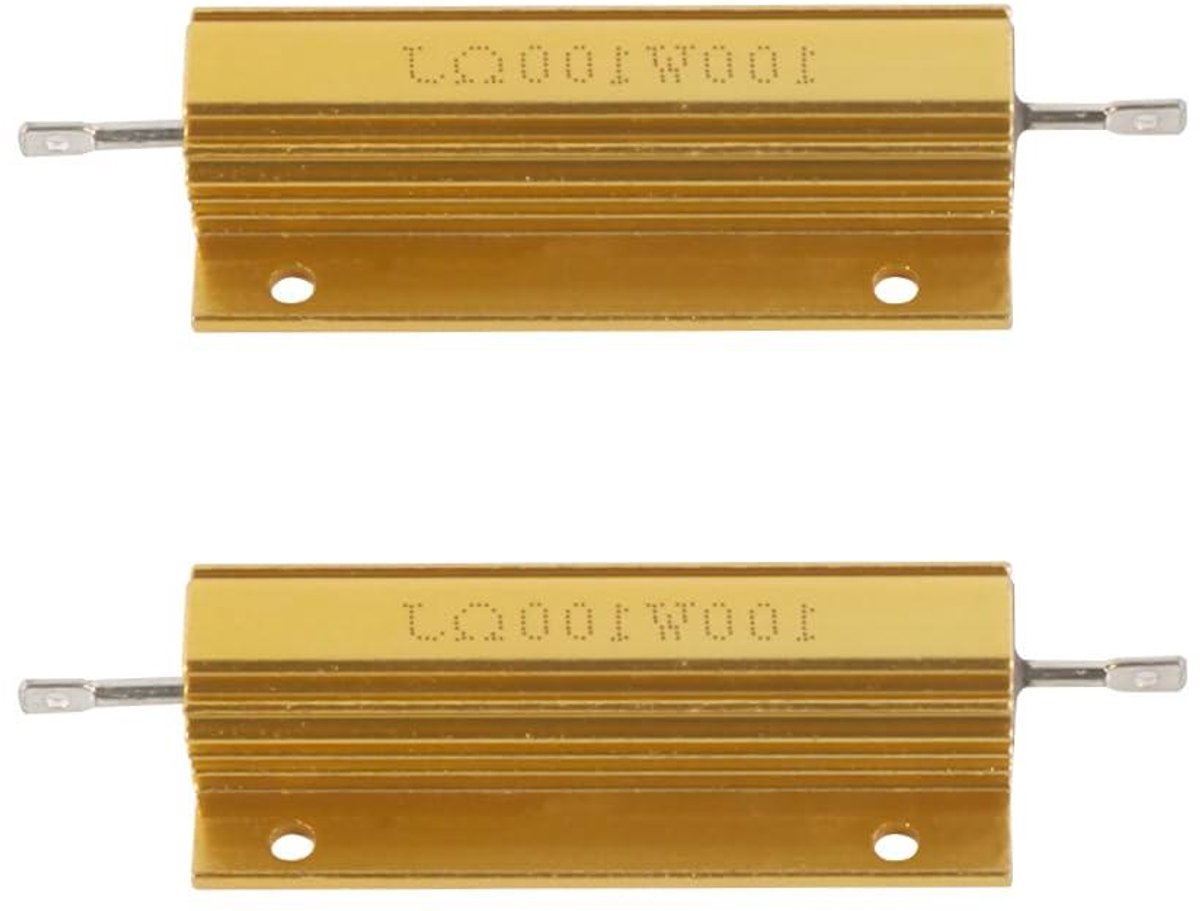 Draadweerstand Aluminium - Belastingsweerstand - Testen Circuits - Hoge Warmteafvoer - 100 Ohm 100 Watt - Goud