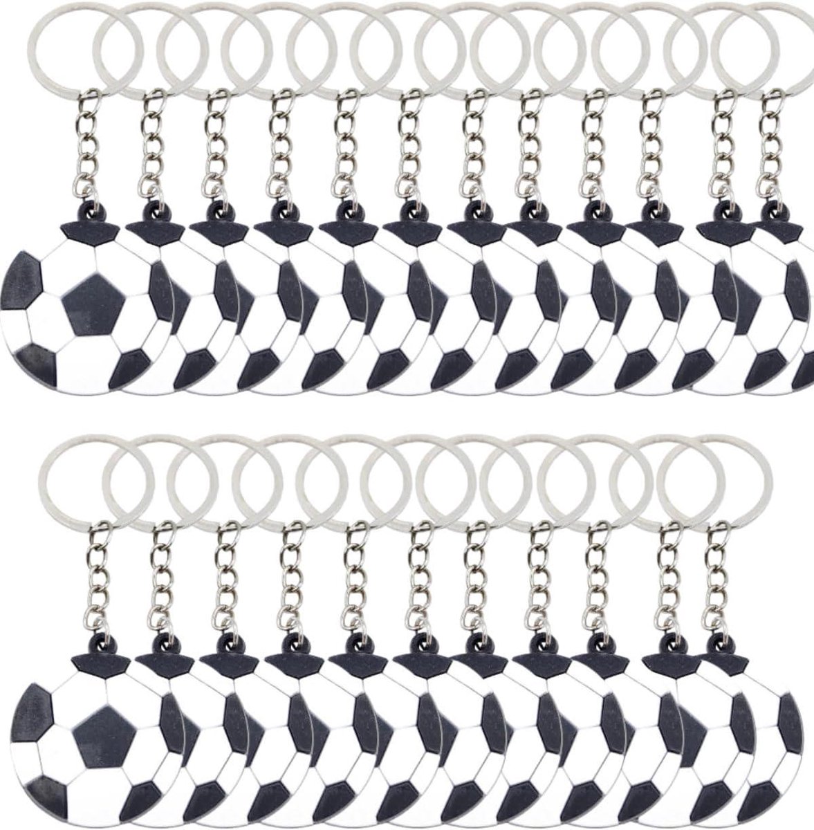 Voetbal Sleutelhangers - Mini Decoraties - Feestelijke Accessoires - Duurzaam PVC Materiaal - 23 Stuks - Zwart Wit