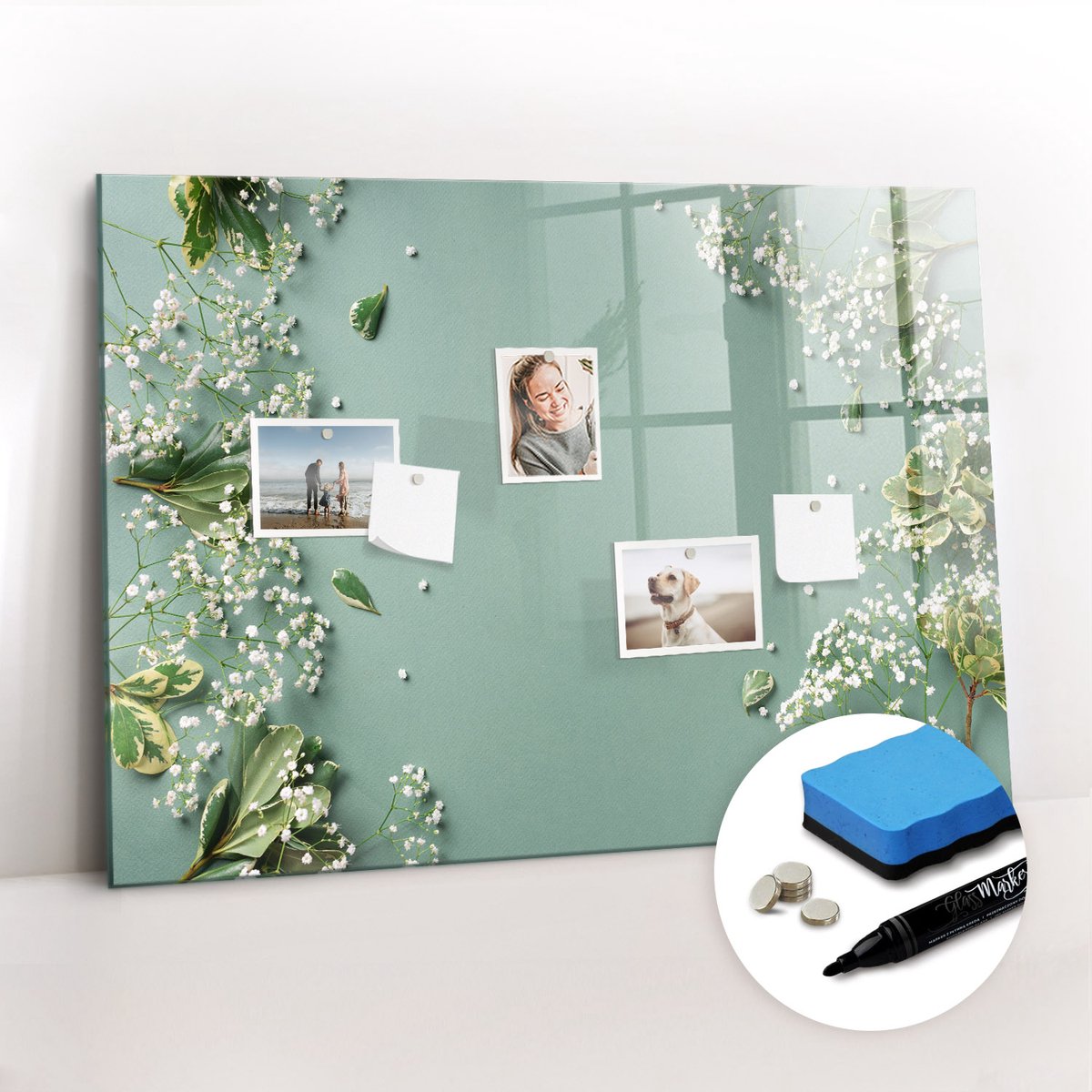 Tulup Whitebord - Tere bloemen - 100 x 70 cm - Groente Magneetbord Rechthoekig - Gratis 5 Sterke Magneten + Whiteboard Marker & Wisser - Minimalistisch Prikbord - Memobord Magnetisch - Planning Muur