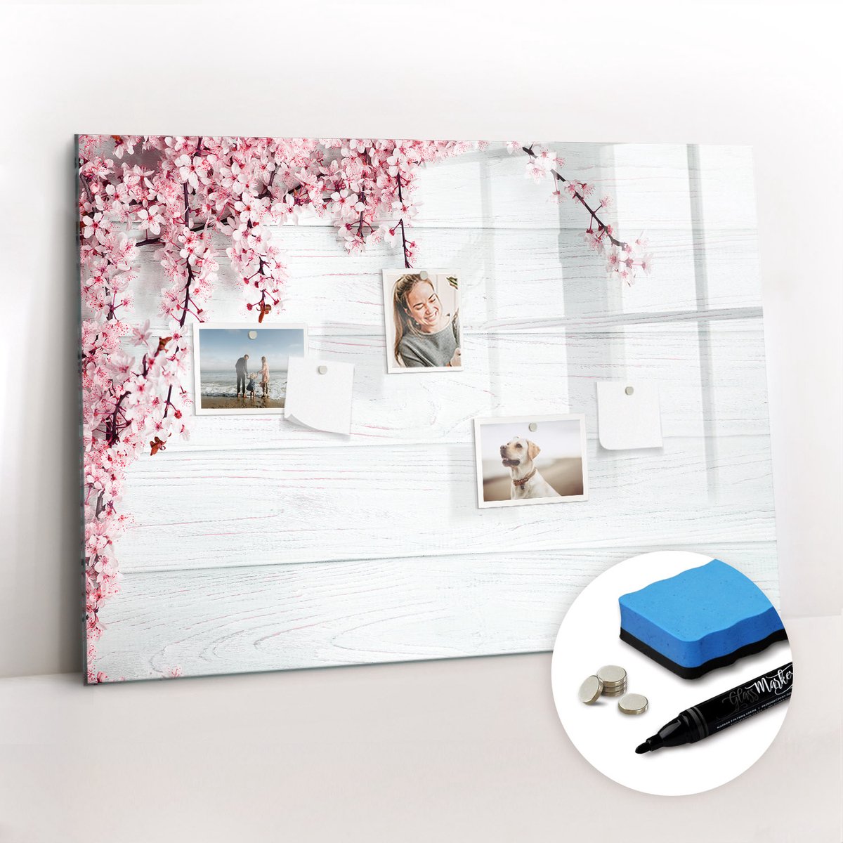 Tulup Whitebord - Lentebloemen - 100 x 70 cm - Veelkleurig Magneetbord Foto - Gratis 5 Sterke Magneten + Whiteboard Marker & Wisser - Scandinavisch Design Bord - Memo Bord - Planning Muur
