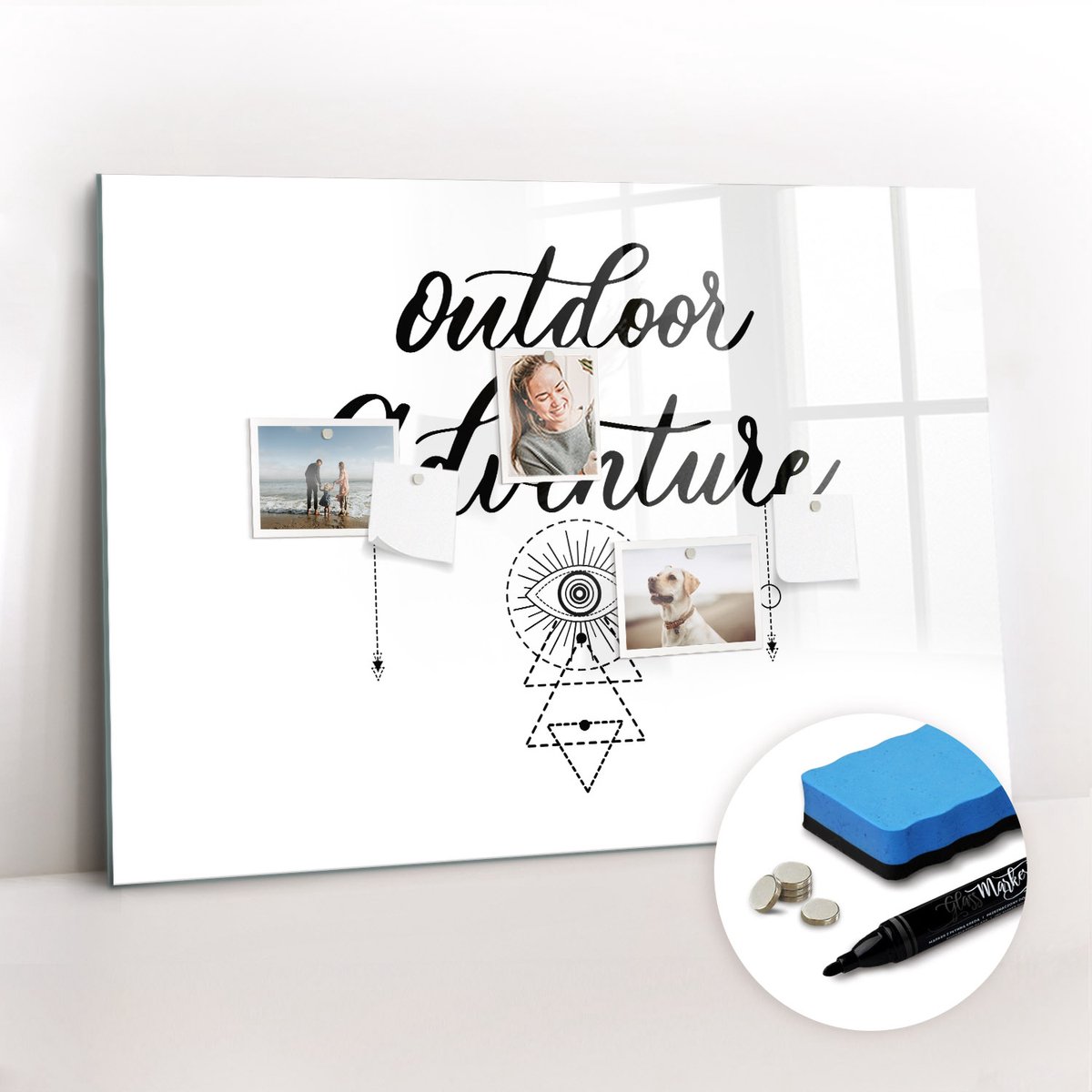 Tulup Whitebord - Buitenavontuur in de bergen - 100 x 70 cm - Wit Magneetbord Design - Gratis 5 Sterke Magneten + Whiteboard Marker & Wisser - Wanddecoratie Kantoor - Magnetisch Bord - Inspiratiebord Kantoor
