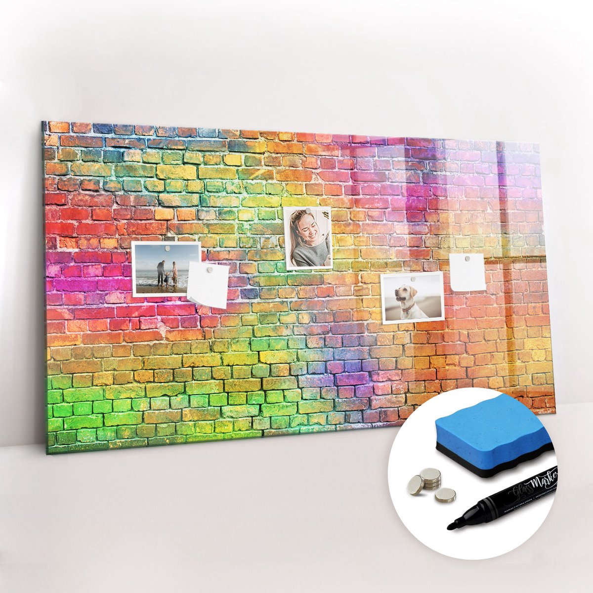 Tulup Whitebord - Geschilderde muur - 120 x 60 cm - Veelkleurig Magneetbord Foto - Gratis 5 Sterke Magneten + Whiteboard Marker & Wisser - Minimalistisch Prikbord - Magneetbord Muur - Organiseer Je Bureau