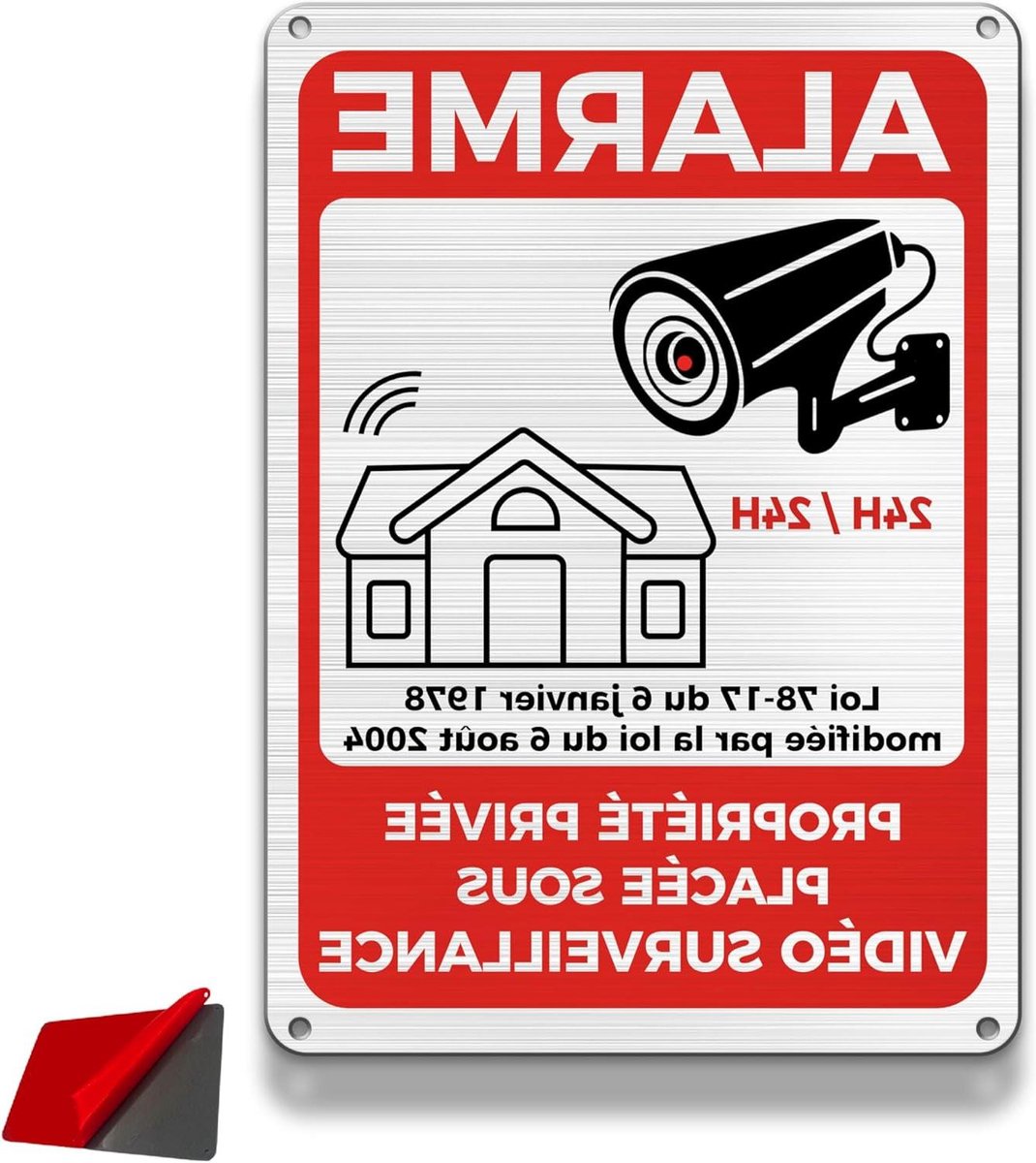 Camerapaneel - Bewakingsbord Alarmsticker - Beveiliging Huis - Afschrikkend Videobord - 22 x 15 cm - Zilver