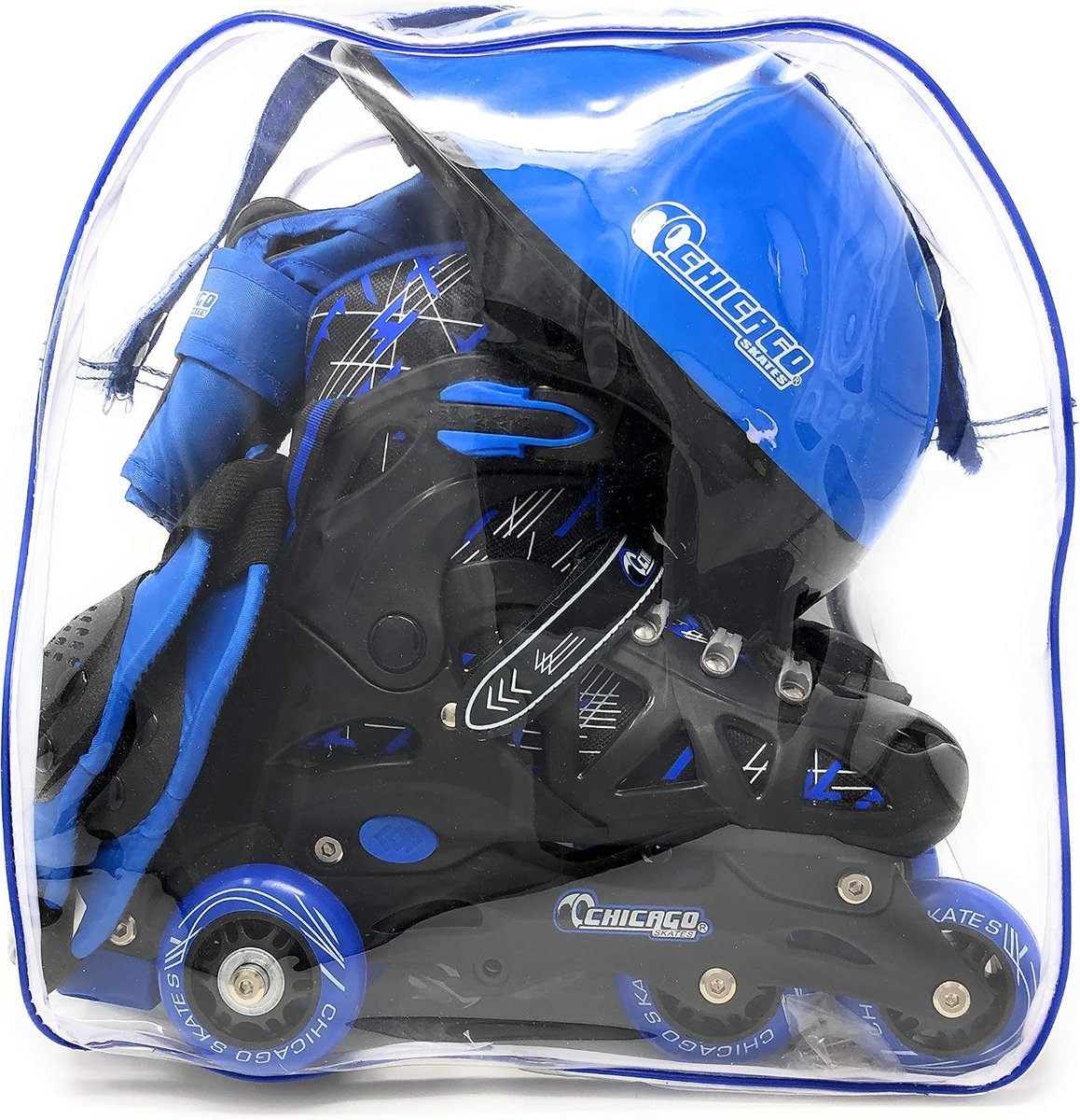 Rolschaatsen Kinderen - Inline skates - Leren skaten - Converteerbaar van trainer naar inline - Maat S J10-J13 - Blauw