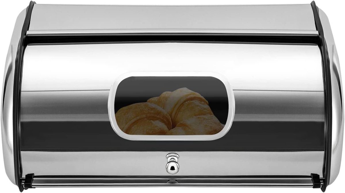 Broodtrommel RVS - Brooddoos Keuken - Brood Vers Houden - Ventilatie Gaten - 34 x 23 x 14.5 cm - Zilverkleurig