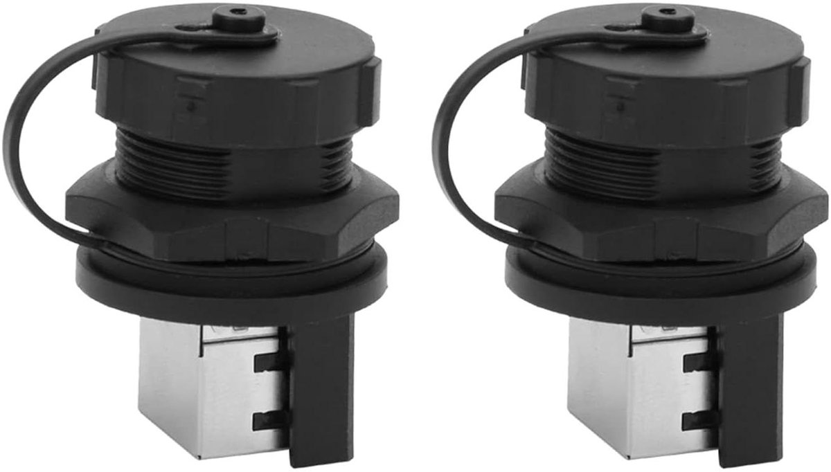 RJ45 Connectoren - Ethernet Adapters - Buiten Gebruik - Waterdicht IP67 - 180° Hoek - Zwart