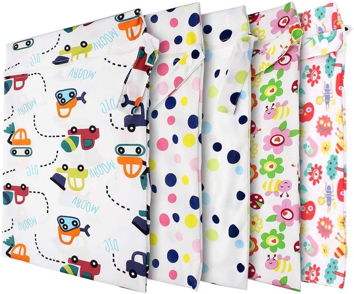 Natte Droge Tassen - Luier Organizer - Baby Benodigdheden - Waterdicht Herbruikbaar - 5 Stuks - Multicolour