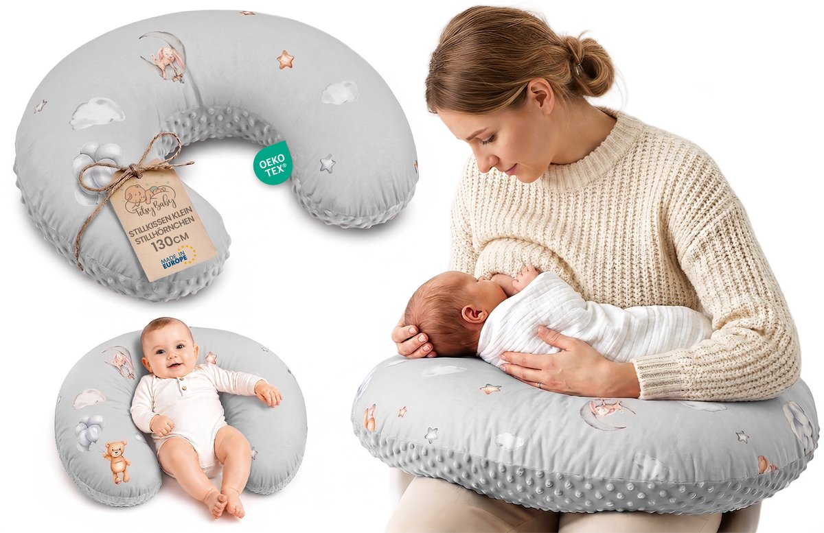 Voedingskussen baby 130 cm C-vorm borstvoedingskussen Nursing Pillow – afneembare Minky hoes ergonomisch wasbaar pasgeboren zacht ademend – OEKO-TEX gecertificeerd Teddyberen