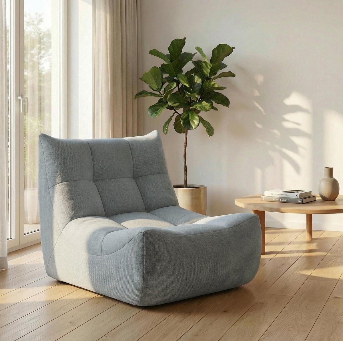 FloraGrace Zitzak 77 x 96 x 71,5 cm - 1-Zits Loungestoel Met Rugleuning En Elastisch Schui