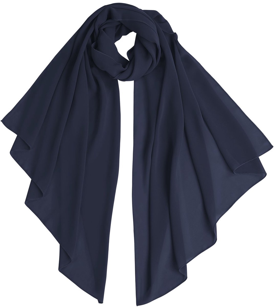 chiffon elegante gestolen sjaal voor jurken in verschillende kleuren Navy M