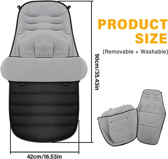 Warme Voetenzak voor Kinderwagen en Buggy met Capuchon - Universele Winterzak Grijs van Merkloos — afbeelding 5