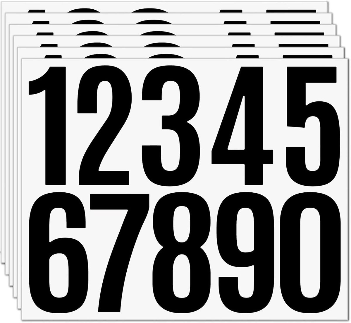 Brievenbusstickers - Cijfer stickers - 6 Vellen Waterdichte Zelfklevende Cijfers - Voor Auto Brievenbus Deurposters en Kamerdecoratie - Geschikt voor Binnen en Buiten - 1 Set - Wit - Zwart