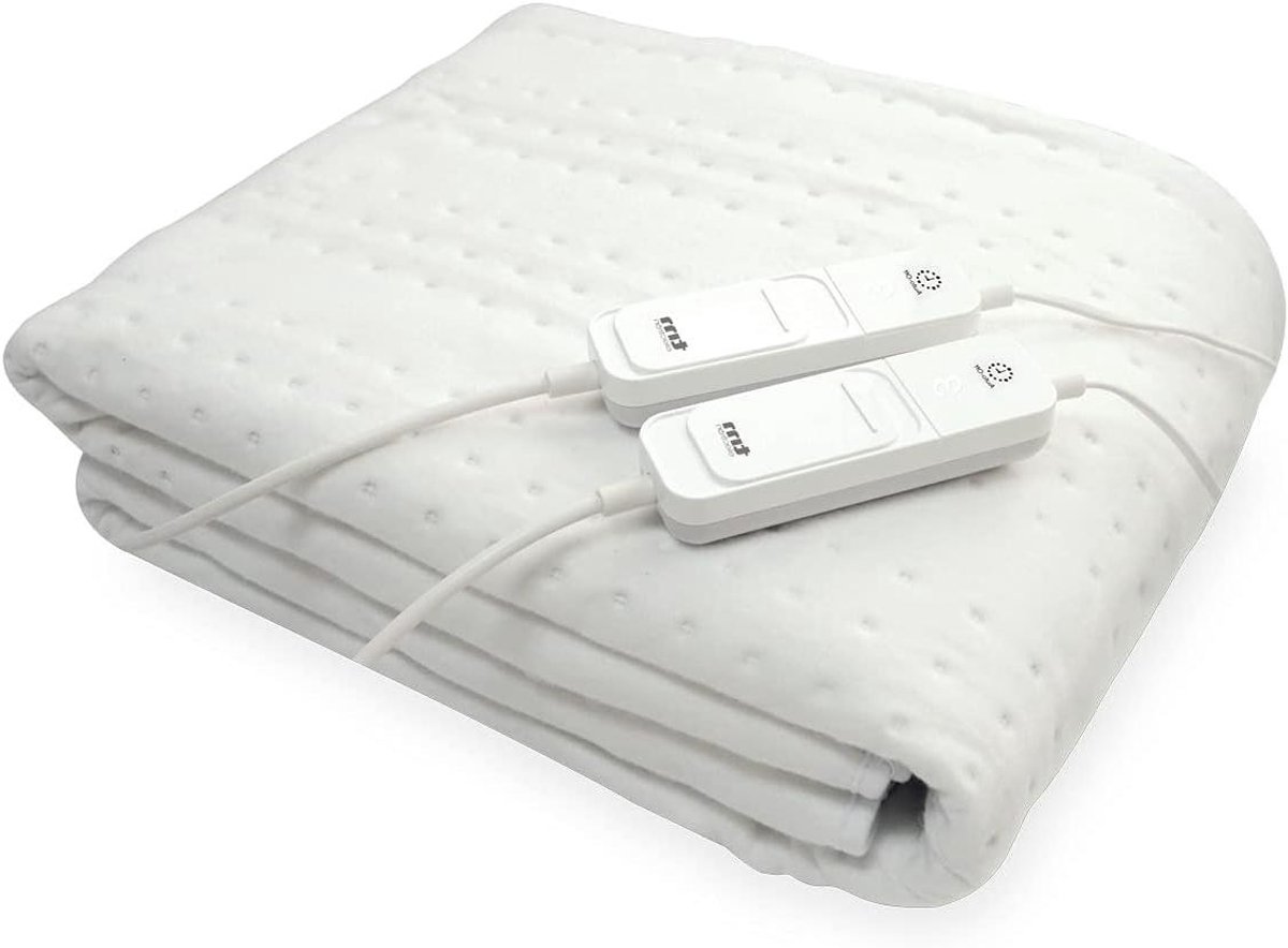 Elektrische Deken - Verwarmde Matras - Lekker Slapen - Extra Voetenwarmte Zone - 160 x 140 cm - Wit