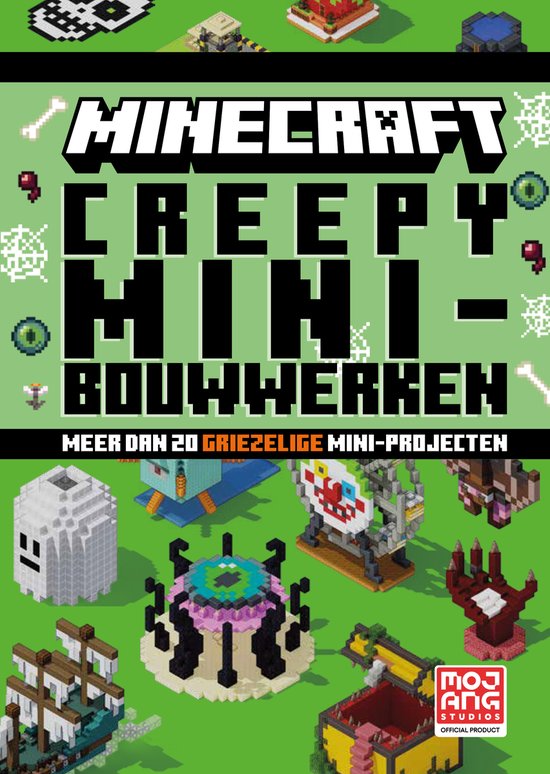 Minecraft Creepy Mini-Bouwwerken boekcover met griezelige creaties.
