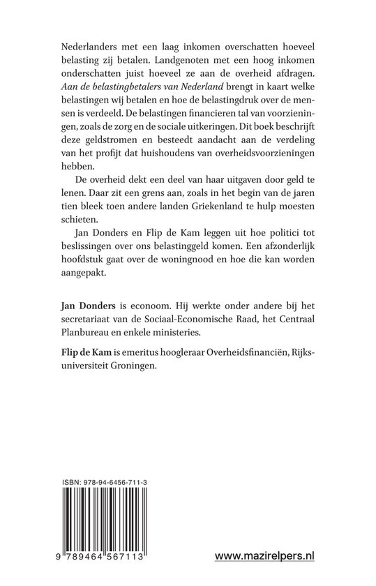 Boek met tekst over belastingen en overheidsuitgaven, met ISBN en streepjescode.