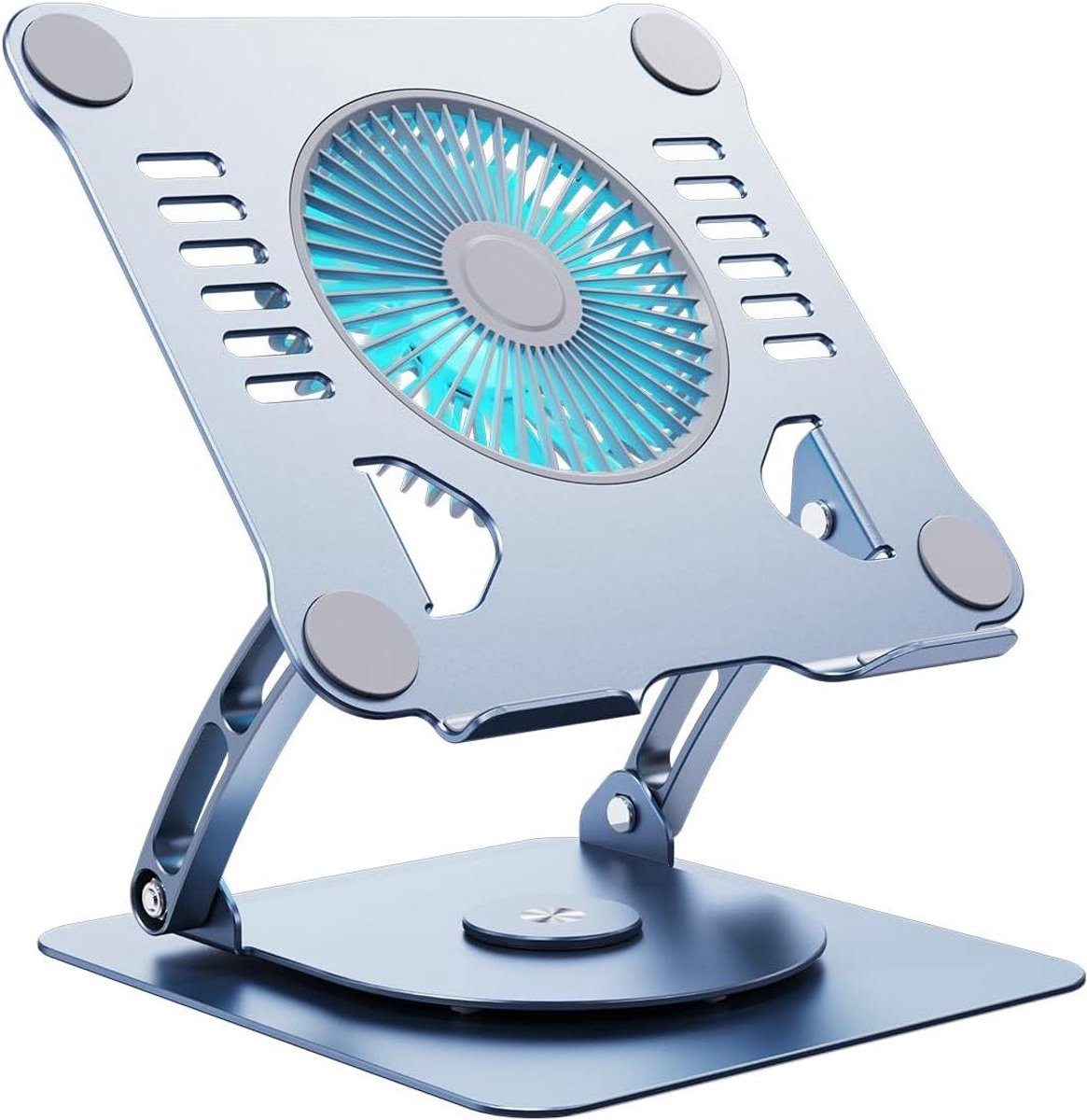 Laptop Koelstandaard - Laptop Koeler Bureau - Ergonomisch Werken - 360 Graden Draaibaar - 10-15 inch - Blauw Grijs