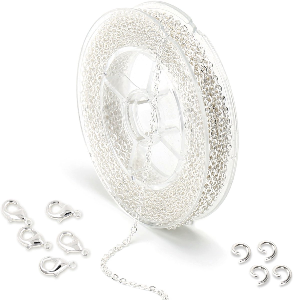 Zilveren Ketting Voor Het Maken Van Sieraden - 33 Voet 2 mm Stoeprand Kabel Spoel Messing Verguld - Voor Ambachtelijke Armband Sieraden Doe-Het-Zelf Met 20