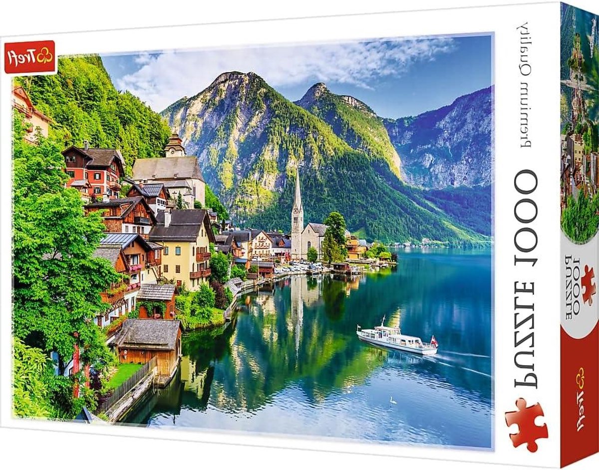 1000 Stukjes Legpuzzel Alpenmeer en Stadsgezicht Oostenrijk