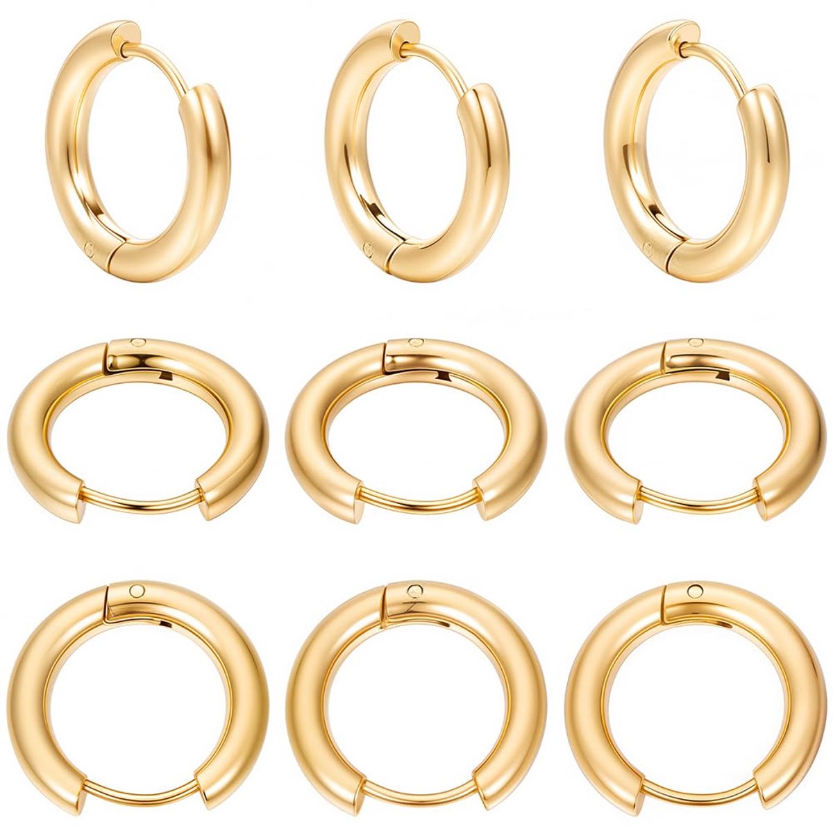 1 Doos 24 Stks 12 Paar Huggie Hoop Earring Bevindingen Real 18K Vergulde Rvs Huggie Oorbellen Leverback Oorbel Haken 18mm Ronde Huggie Oorbel Haken voor Sieraden Maken Benodigdheden