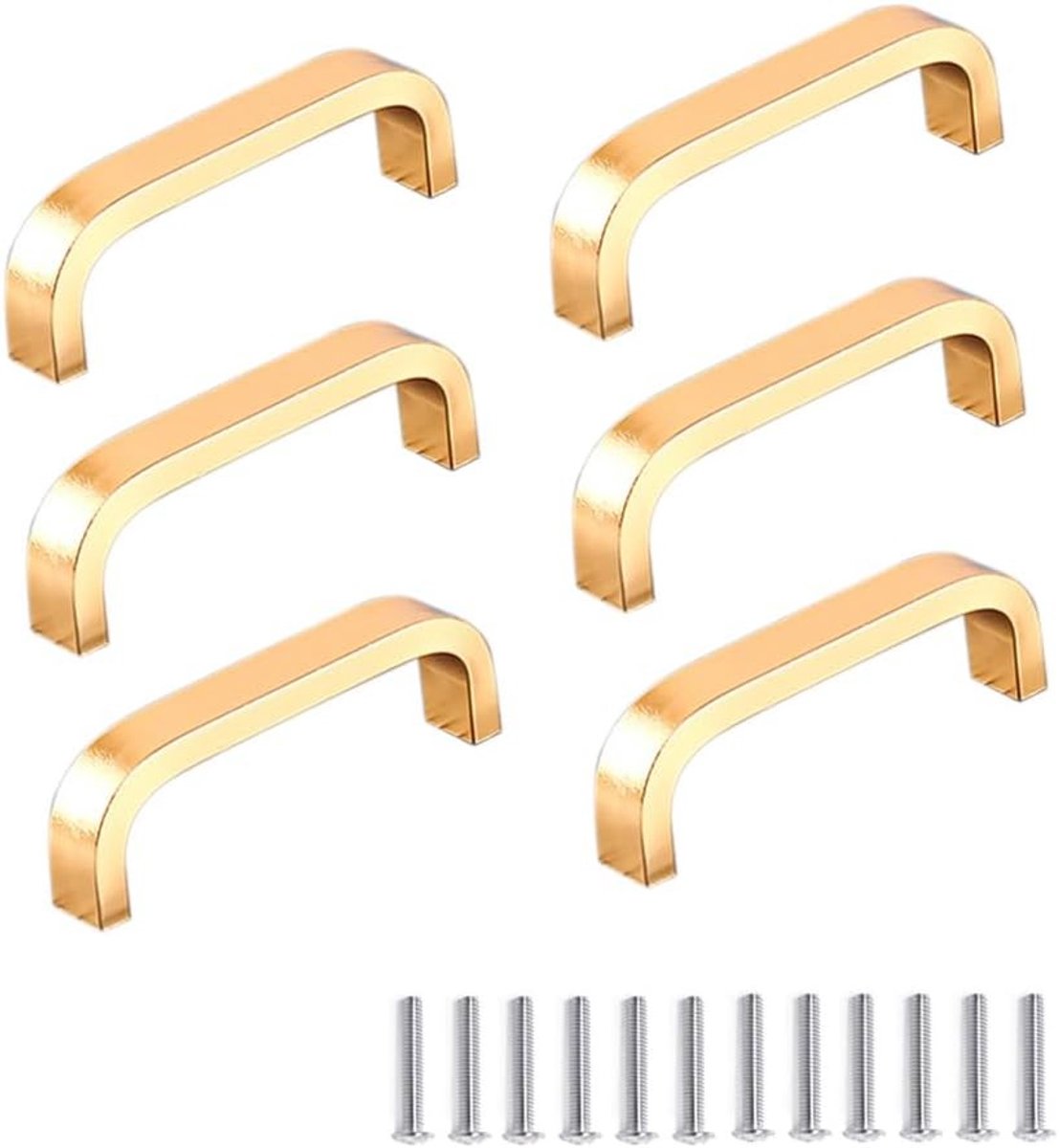 Aluminium kastgrepen voor keukenkasten en meubels, gebogen deurknoppen met 64mm gaten, gouden afwerking