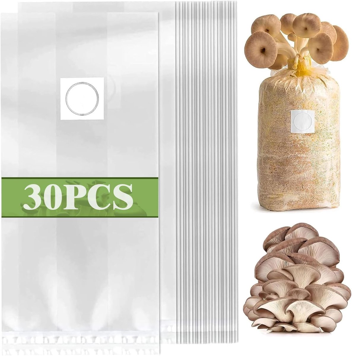 Zakken 32 x 50 cm met 0,2 micron filter, 0,06 mm dikte, kweekzakken voor shiitake-paddenstoelen, oesterzwammen, bonen bestand tegen
