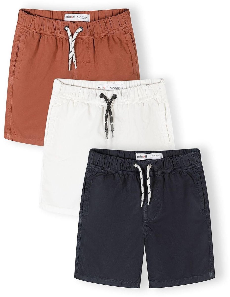 Minoti korte broek jongens 3-pack katoen - donkerblauw