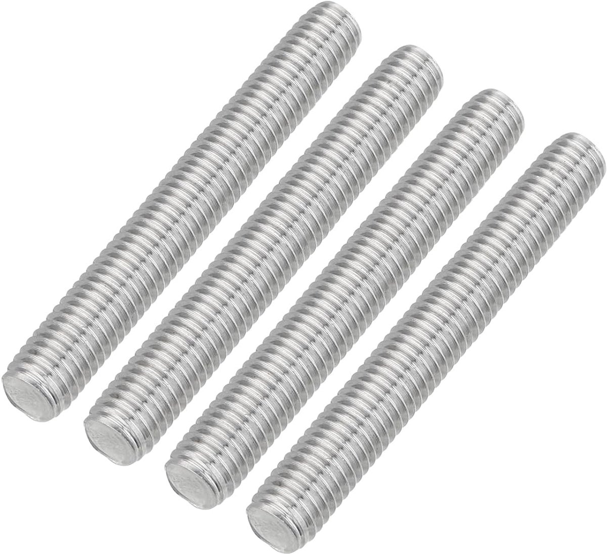 4 stuks draadstangen, M8 x 60 mm roestvrij staal, 304 klinknagels, stang met rechtse schroefdraad, M8-1,25 schroefdraadstang voor montage van meubels en machines