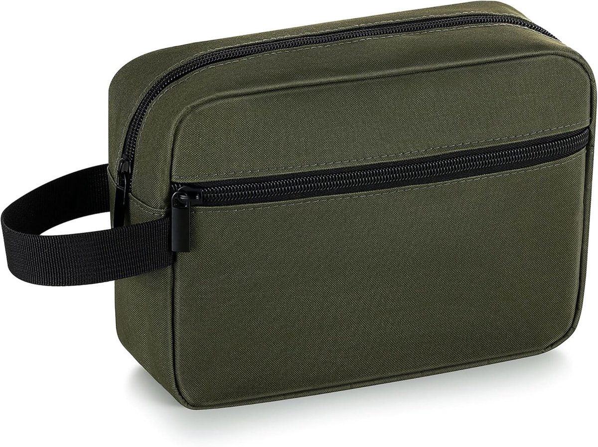 Toilettas voor dames en heren, lichte make-uptas, hangende dopp-kit met scheervak, cosmetische organizer, kleine reistas, legergroen, legergroen, Toilettas