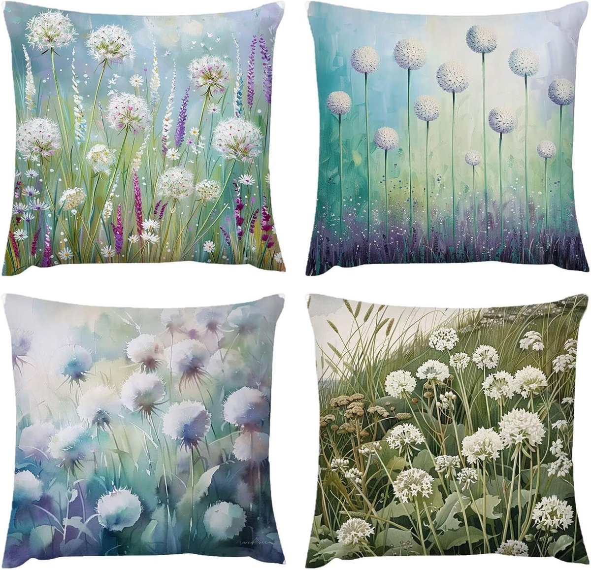 kussen, 50 x 20 cm, kussensloop, outdoor, waterdicht, bloemenpaprikakussen, 50 x 50 cm, set van 4, verborgen rits, bankkussen, decoratief kussen, decoratief, tuin, bank, woonkamer, bed, C-244