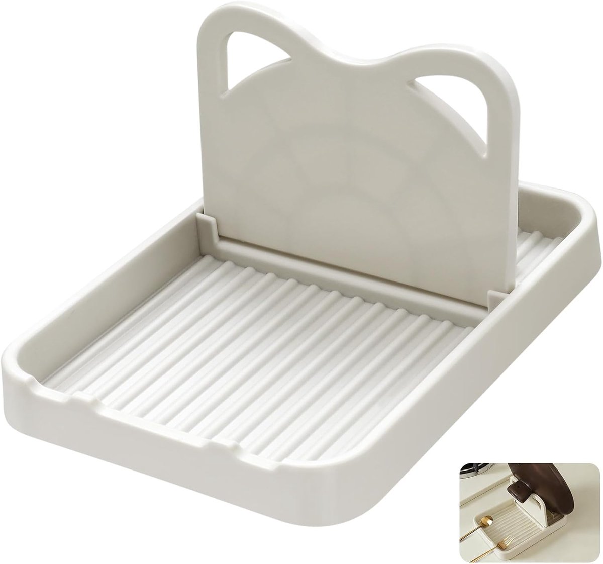 Keukendekselhouder voor lades, 18,5 x 14 x 2,5 cm – Hittebestendige, witte dekselhouder van PP voor deksels, spatels en lepels, ruimtebesparende keukenorganizer voor kasten en lades.