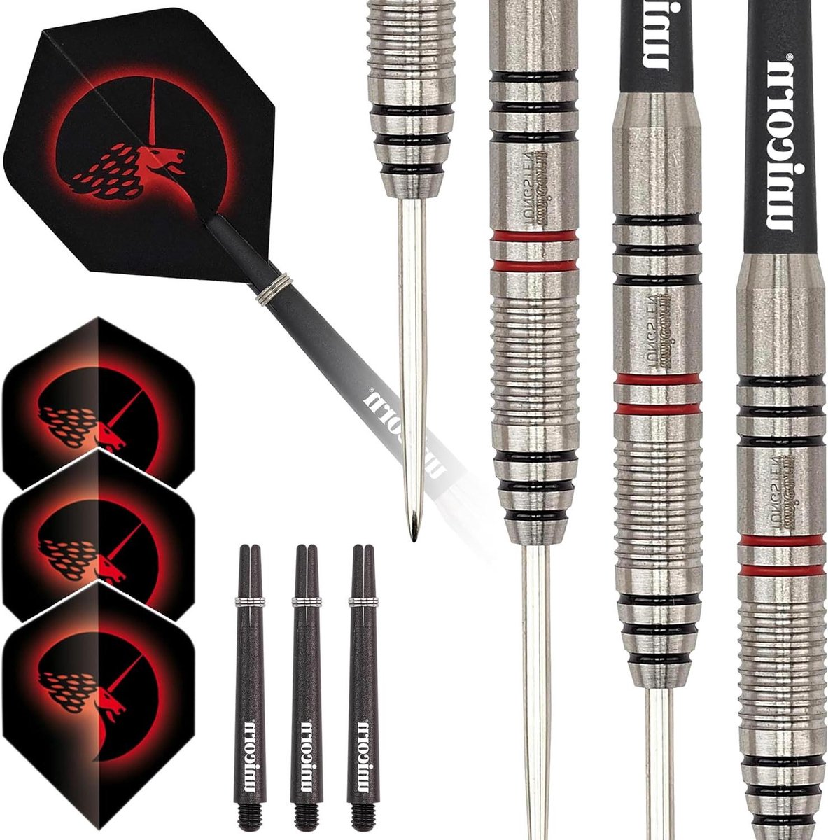 Stalen Tip Dartset - Darts Set - Darts Spelen - 60% Tungsten Vaten - 27 g - Zilver