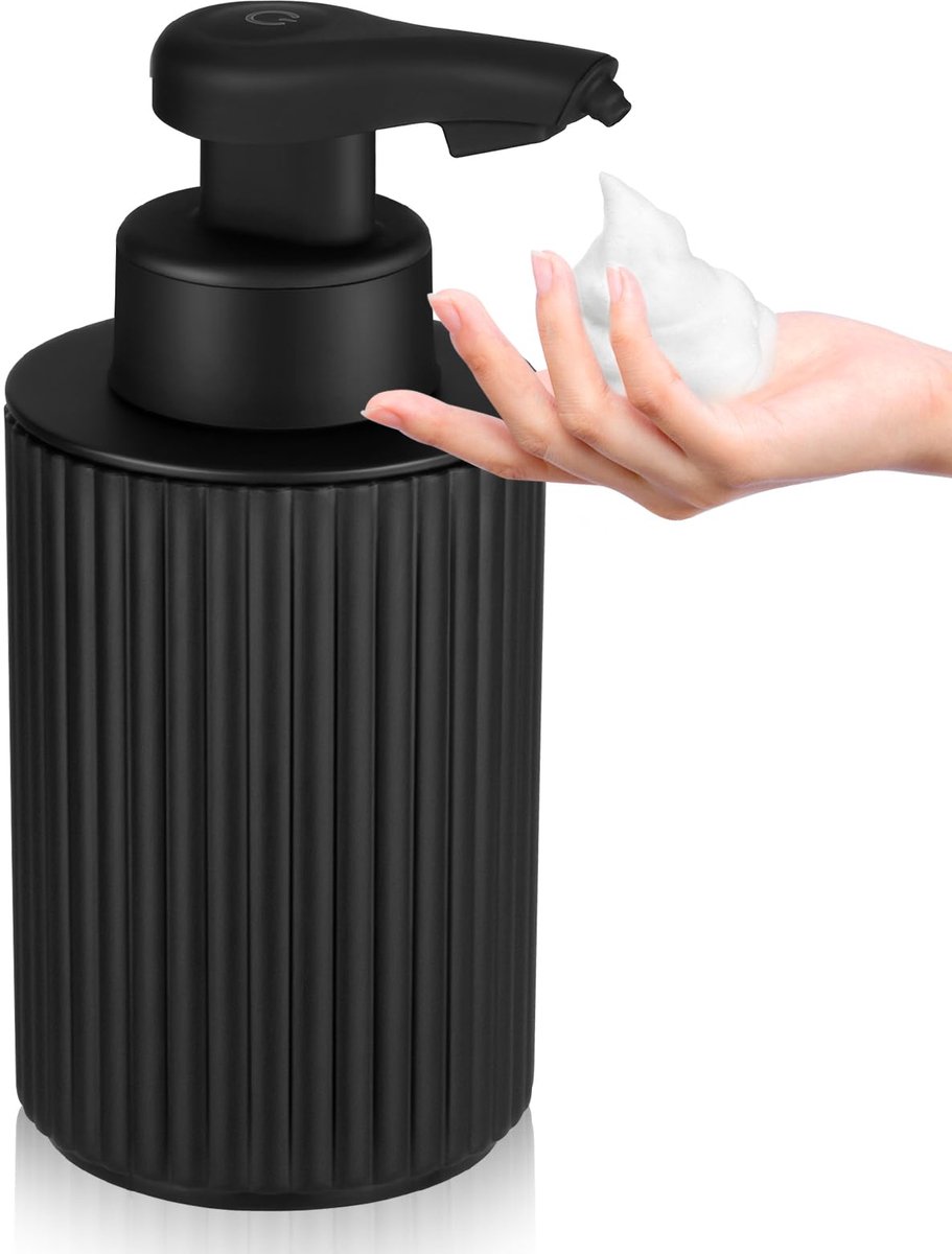 Zeepdispenser, automatisch, elektrische zeepdispenser, sensor met sensor, zeepdispenser, automatische schuimdispenser zonder aanraking, voor badkamer, keuken, kantoor, USB, zwart
