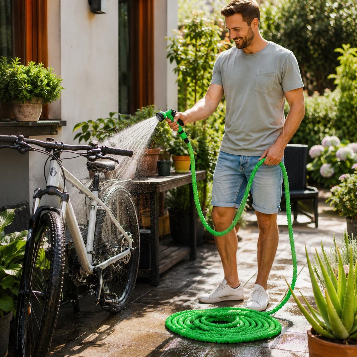 Pro Garden Uitrekbare tuinslang - tot 10 meter - flexibel - met broeskop - groen – foto 6