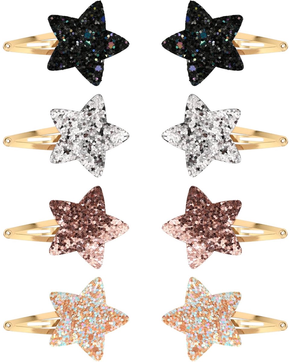 Haarspelden voor meisjes, glitter, 8-delige set haarklemmen voor kinderen, glinsterende meisjes, haarsieraad, perfect als klein cadeau voor meisjes