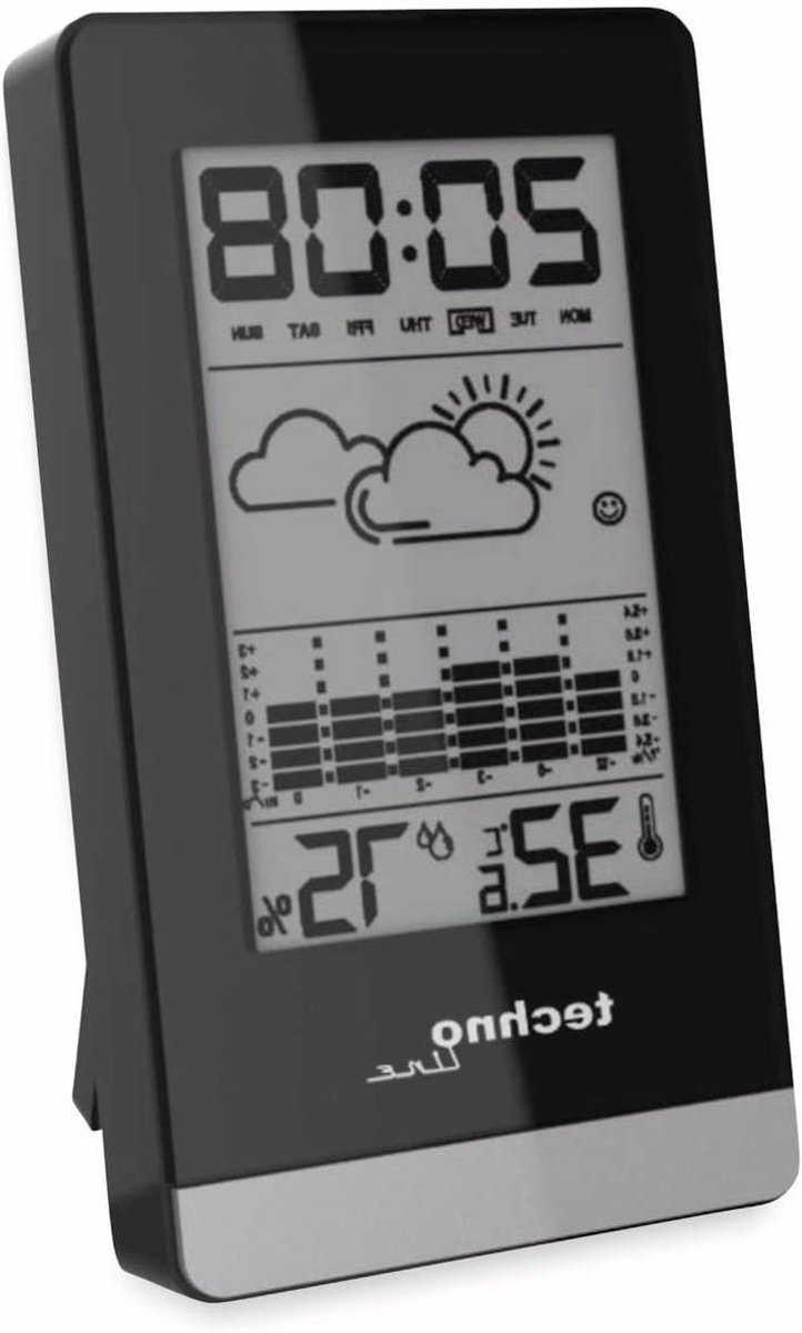 Weerstation - Weerdisplay - Binnenklimaat Monitoren - Temperatuurtrend Weergave - 66 x 12 x 24 cm - Zwart Zilver