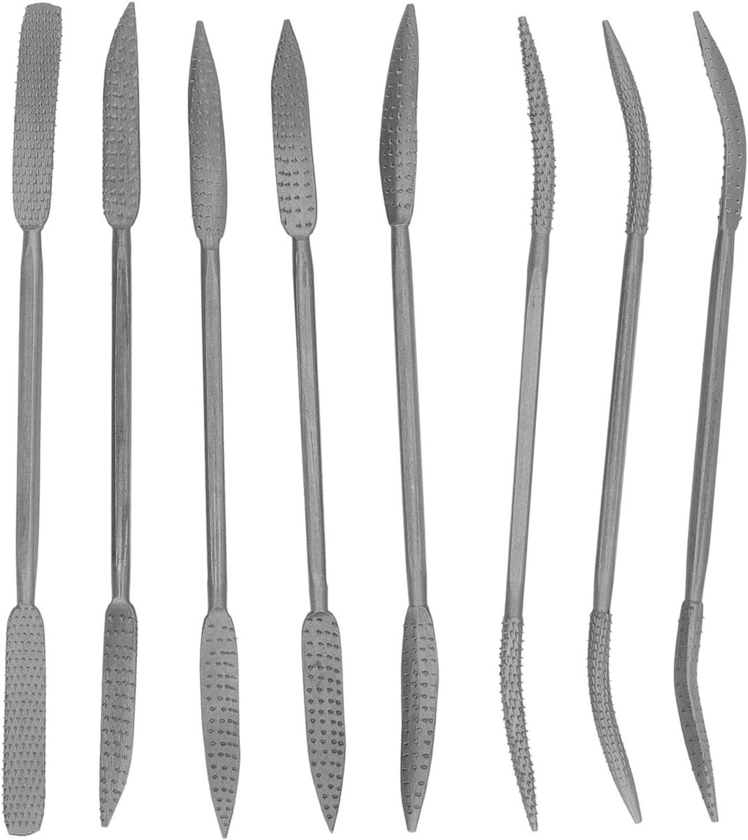 Dubbele Vijl - Rasptool Set - Houtbewerking Polijsten - Gehard Staal - 8 Stuks - Zilver