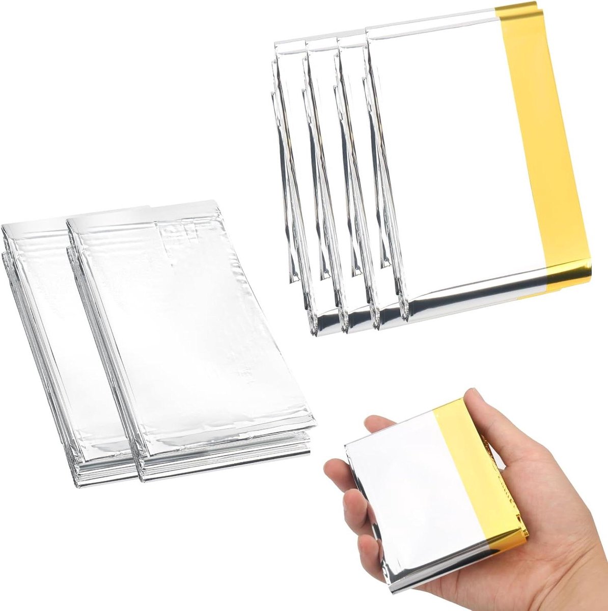 Nooddekens - Warmtedekens EHBO - Outdoor Noodsituaties - Waterdicht & Warmte - 6 Stuks - Goud Zilver