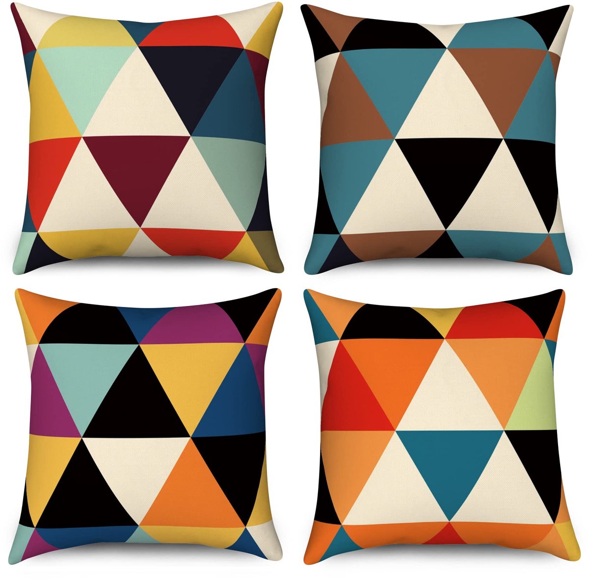 kussenslopen 50 x 50 cm, set van 4, kleurrijke leuke leuke esthetische mid-century moderne decoratieve kussenslopen linnen kussenslopen voor sofa, bank, tuin, outdoor woondecoratie