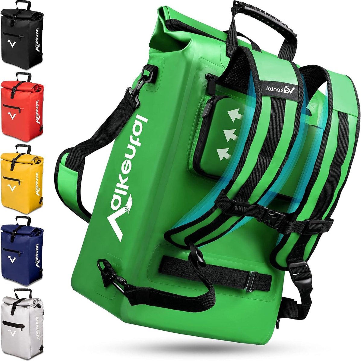 3-in-1 Fietstas - Bagage Rugzak - Veilig Onderweg - Waterdicht Reflecterend - 23 Liter - Groen