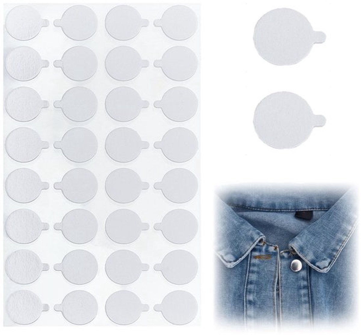 Dailygoods- Kraagstaafjes 120 stuks Voor Zelfklevende Patches Wit